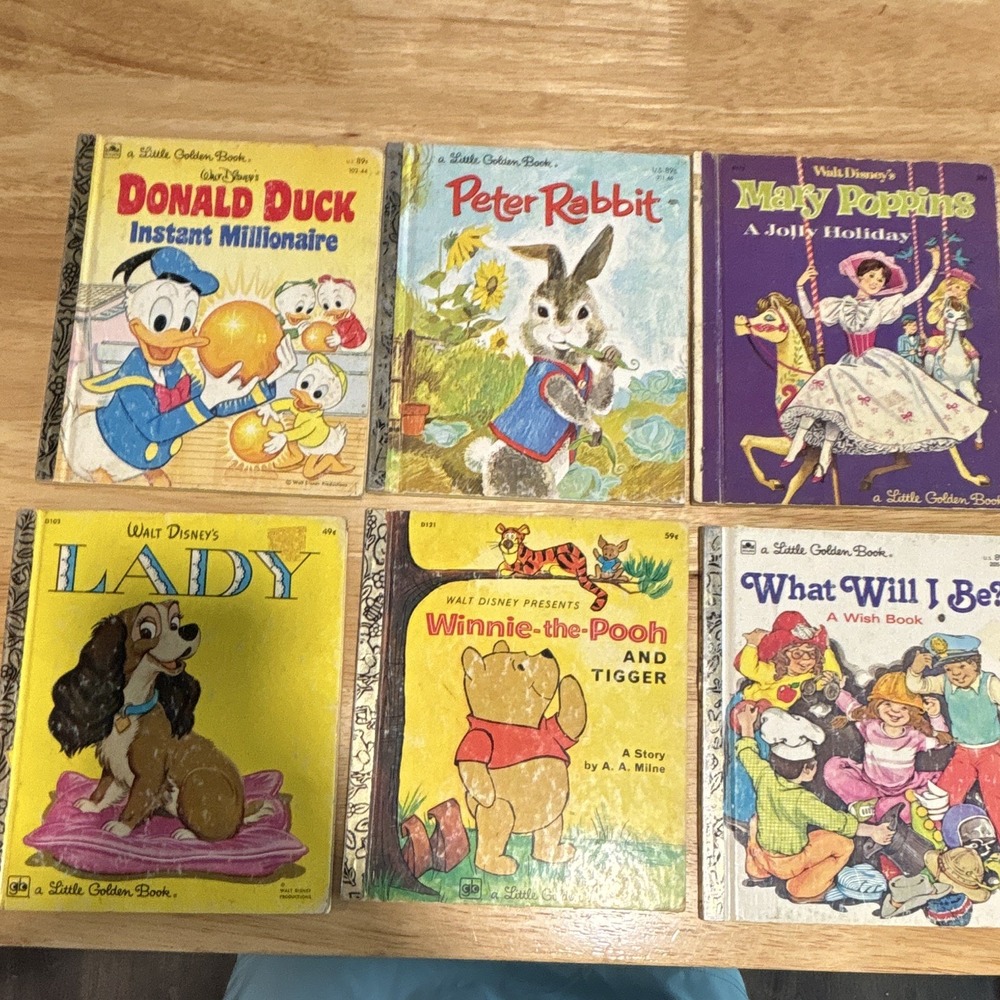 Little Golden Book, Disney Characters, Lot Of 6 All Printed In The 1970s